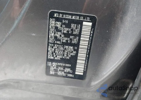 2015 Nissan Quest Sv from USA, damaged, VIN JN8AE2KP5F9130604